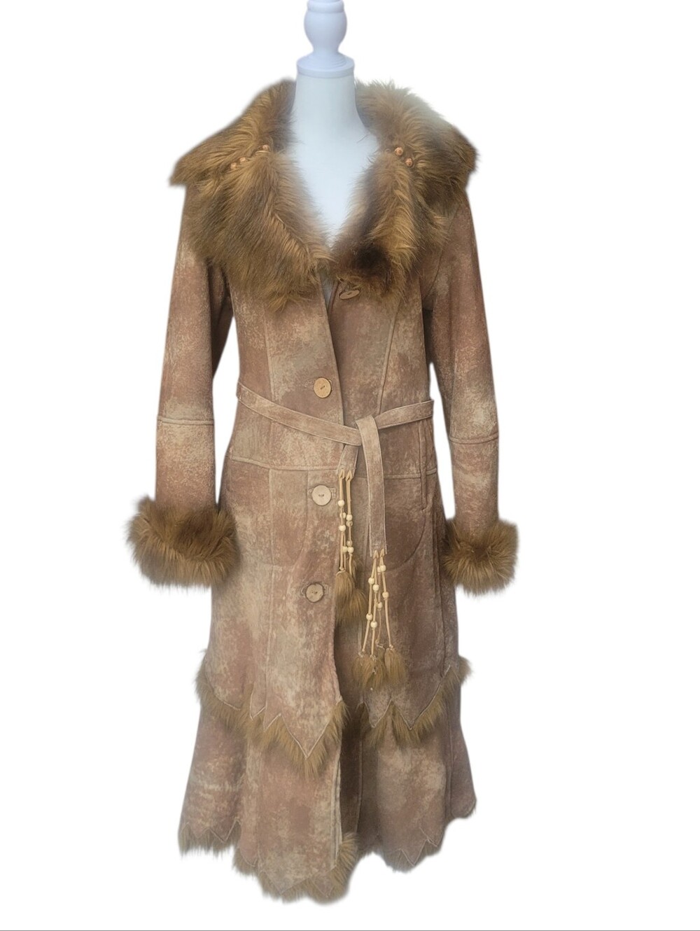 Rare Vintage Wilson Leather Genuine Leather Faux Fur Coat Boho Western Size S
